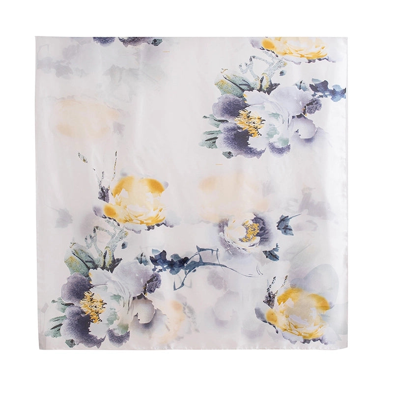 Women's Elegant Leaf Flower Leopard Polyester Silk Scarf