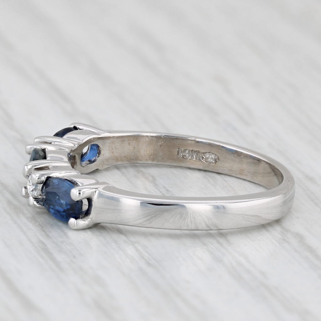 1.13ctw Blue Sapphire Diamond Stackable Ring 14k White Gold Size 5.75