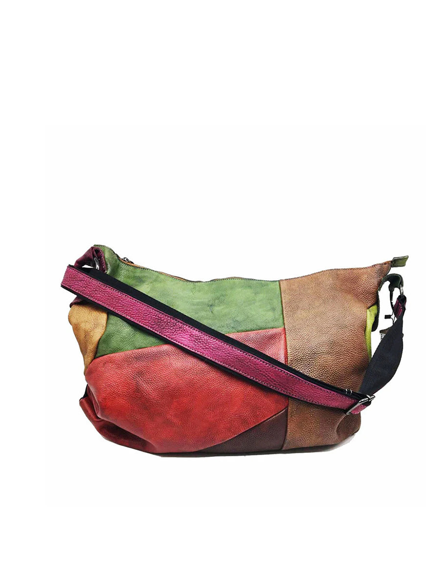 Retro Contrast Color Leather Crossbody Bag