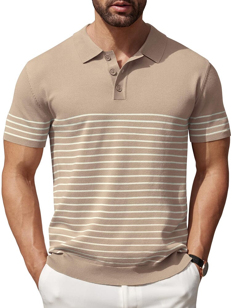 Casual Stripe Knit Polo Shirt (US Only)