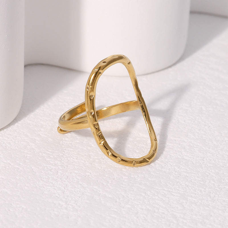 Simple Ins Simple Cold Style Open Ring Geometric Oval Personality Stainless Steel Ring Female