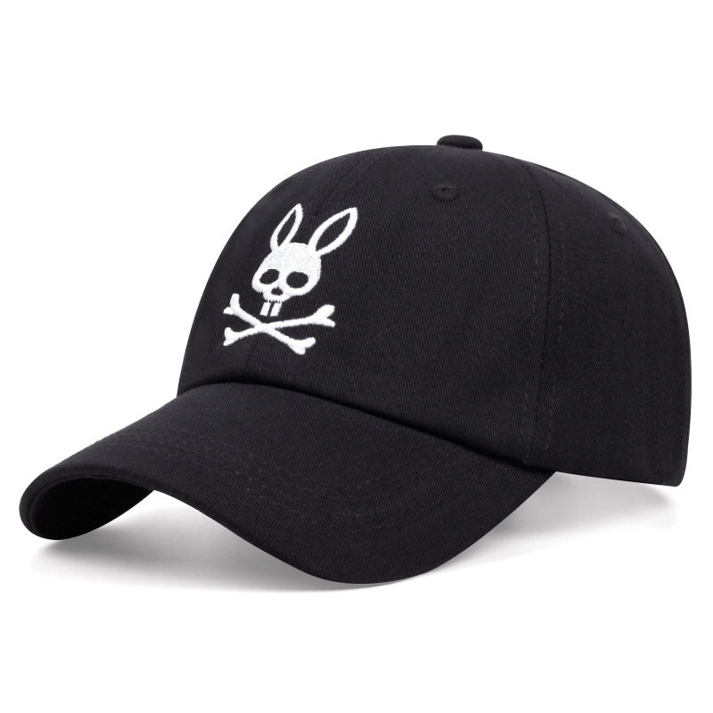 Unisex Basic Retro Minimalist Bunny Ears Skull Embroidery Curved Eaves Baseball Cap