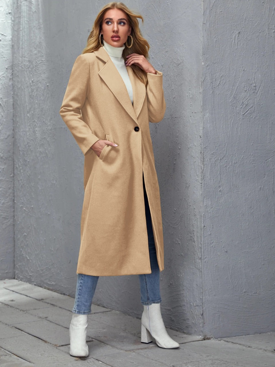 Notched Collar Single Button Overcoat (CLEARANCE SALE