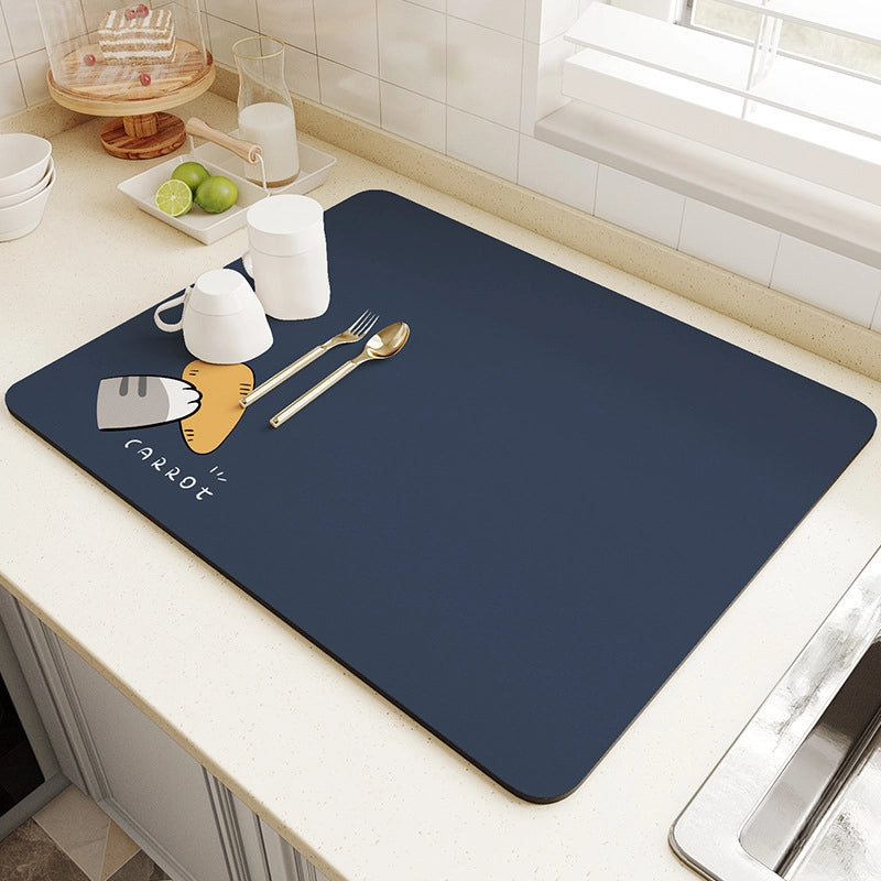 Cartoon Kitchen Table Diatom Mud Absorbent Mat Protective Desktop Tableware Anti-scald Insulation Mat Wear-resistant Kitchen Draining Mat