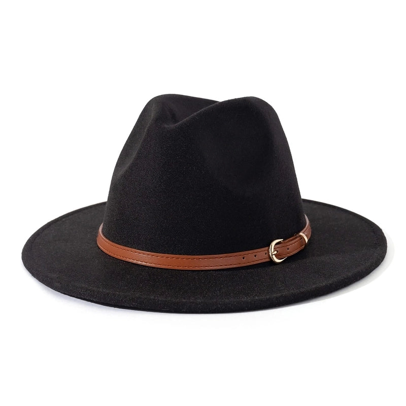 Fashion Flat Top Hat Women's British French Socialite Elegant Felt Hat Autumn And Winter Warm Jazz Hat Men's