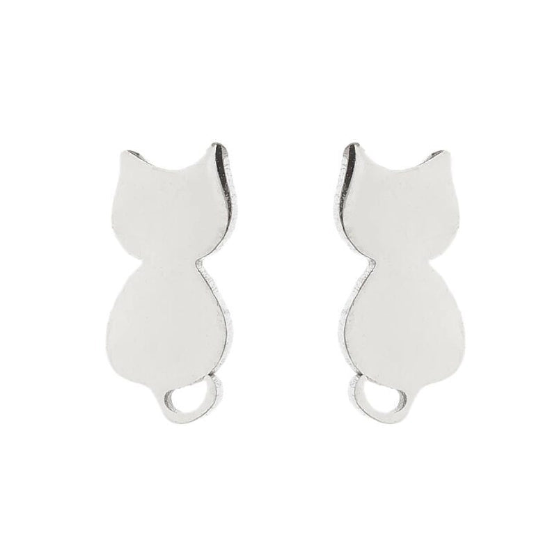 1 Pair Cute Cat Plating 304 Stainless Steel 18K Gold Plated Ear Studs