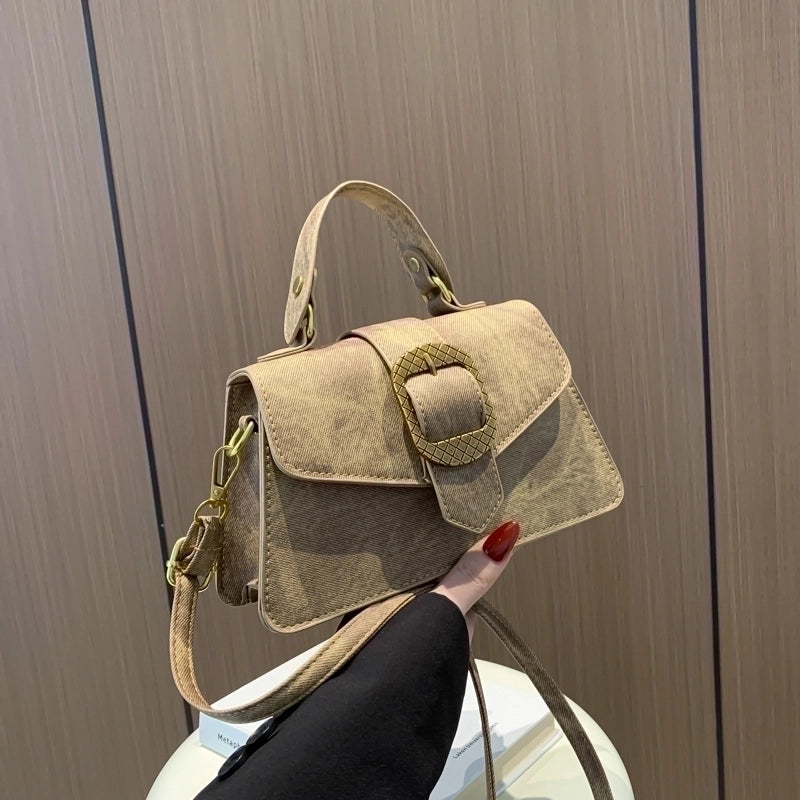 Women's Pu Leather Solid Color Vintage Style Flip Cover Handbag