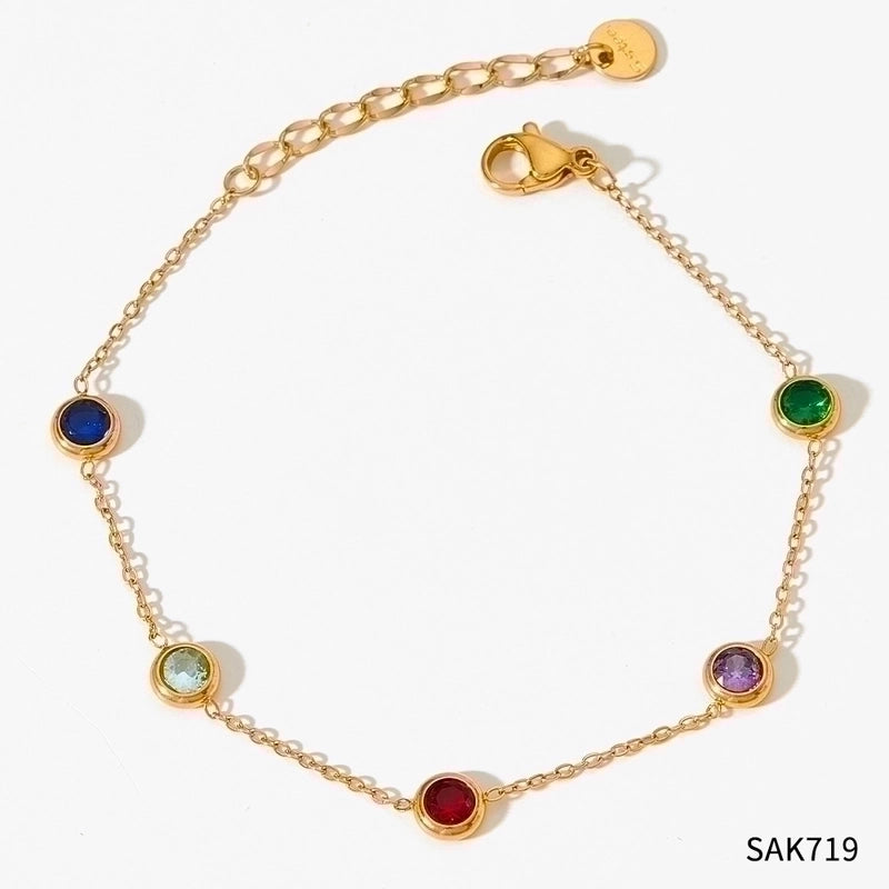 3 Pieces Retro Round Stainless Steel Titanium Steel Plating Inlay Zircon Bracelets Necklace