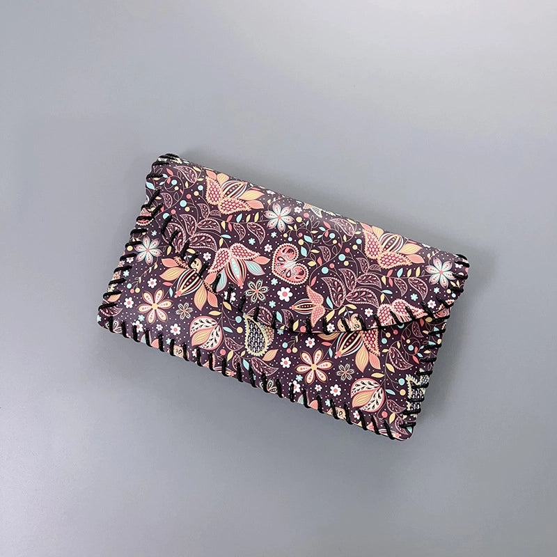 Women's Small Pu Leather Geometric Ethnic Style Square Magnetic Buckle Phone Wallets