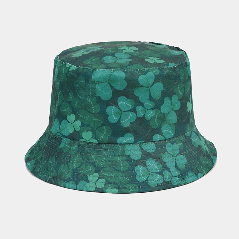 Unisex Classic Style Shamrock Printing Wide Eaves Bucket Hat