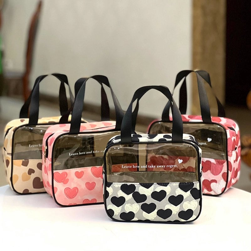 Translucent Portable Waterproof Cosmetic Bag Toiletry Bag Portable Cosmetic Bag Hand Bag For Women