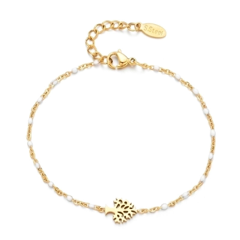 Retro Minimalist Tree Stainless Steel Plating Bracelets