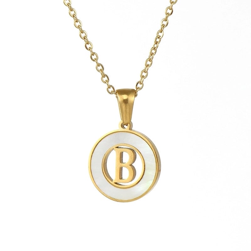 Minimalist Letter Stainless Steel Pendant Necklace Plating Hollow Out Shell Stainless Steel Necklaces