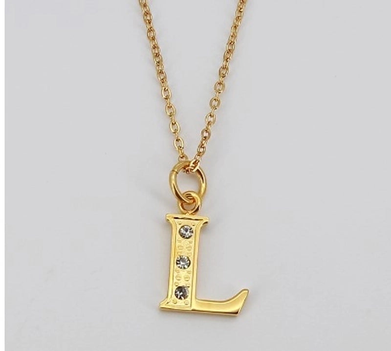Minimalist Letter 304 Stainless Steel Rhinestones Inlay Stainless Steel Necklaces