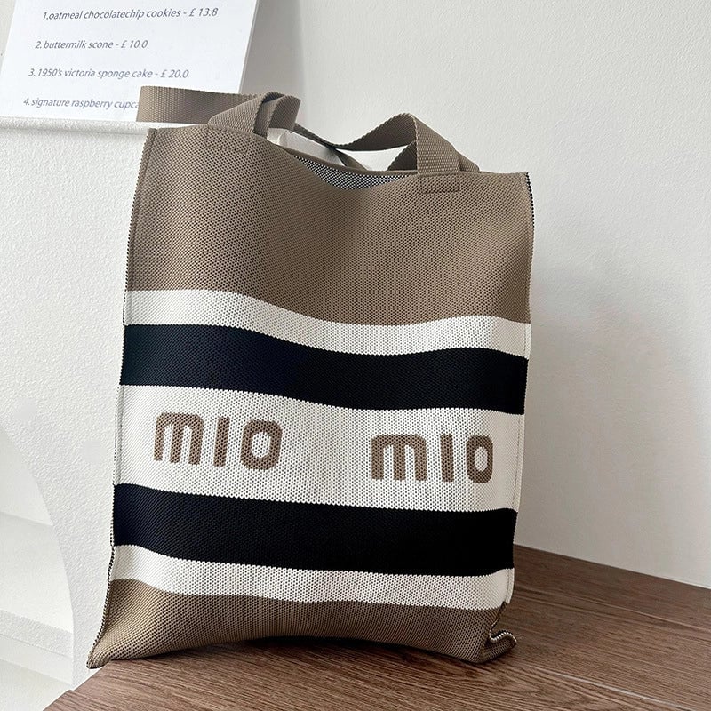 Niche Design Cute Panda Knitted Shoulder Bag Women's Versatile Large Capacity Shopping Commuter Tote Bag Women's Bag