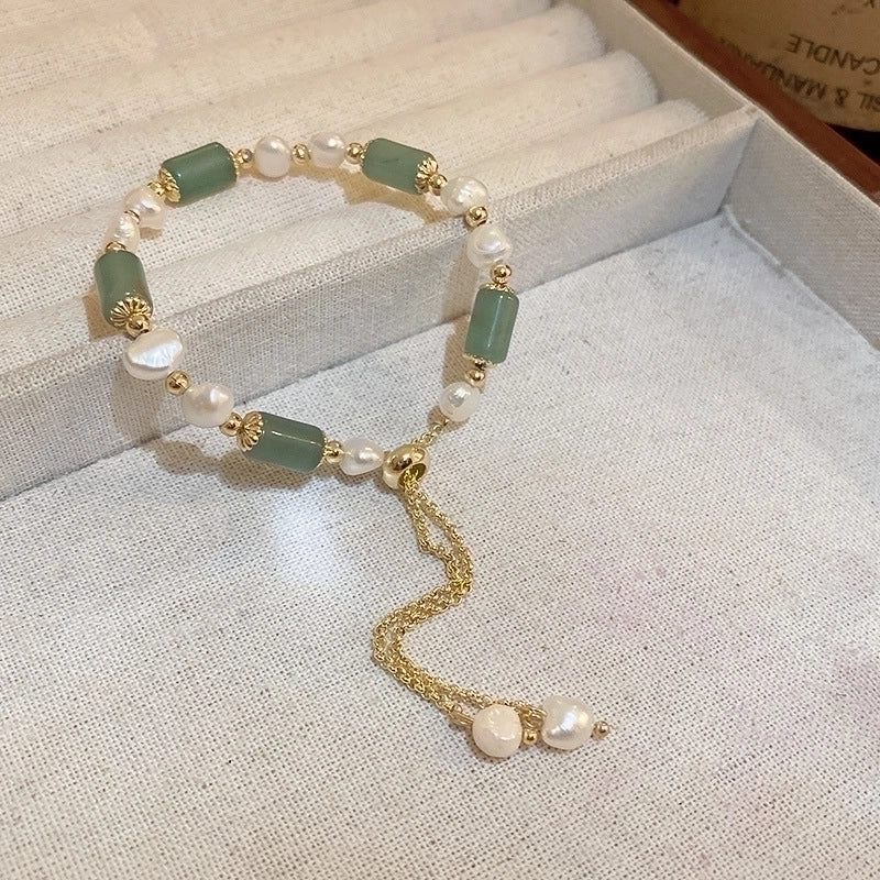 Elegant Round Rhinestones Imitation Pearl Alloy Freshwater Pearl Bracelets