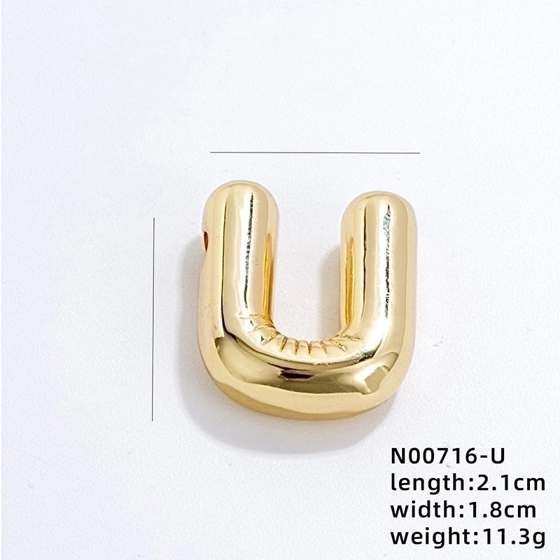 304 Stainless Steel Copper Gold Plated IG Style Minimalist Polishing Plating Letter Charms