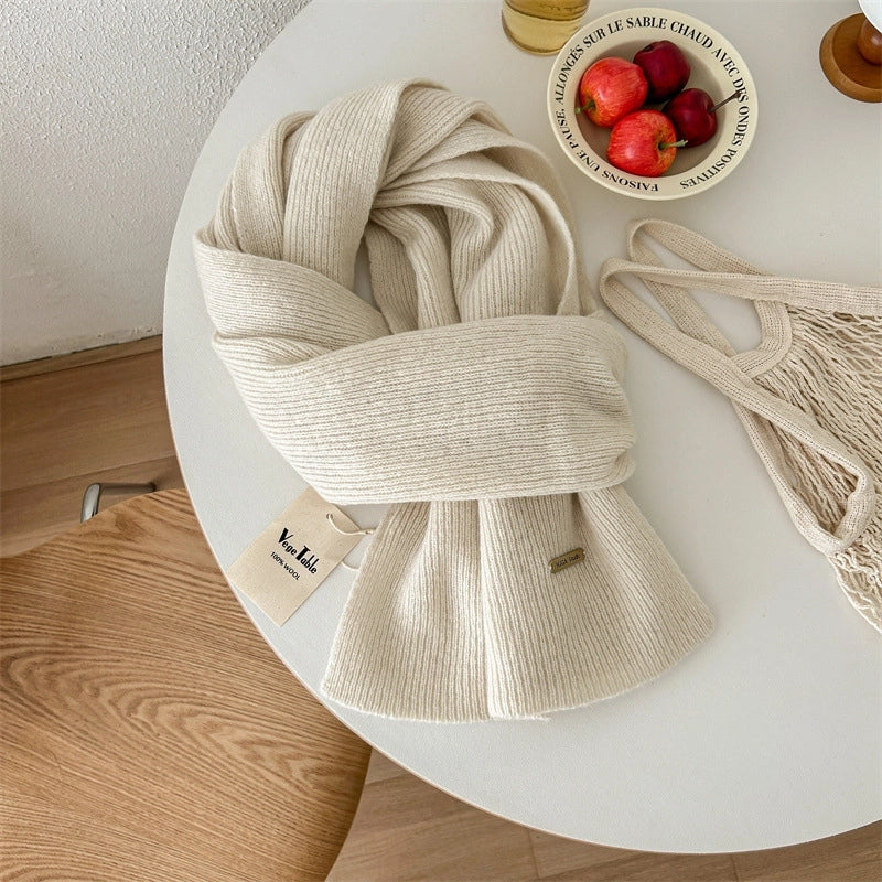 Women's Basic Solid Color Wol Knitted Scarf