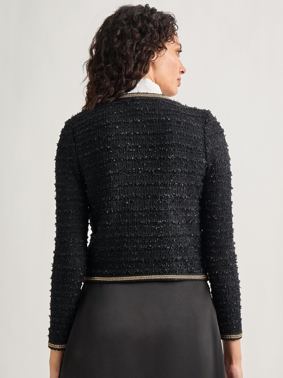Heritage Fit Double Chain Trim Eyelash Knit Jacket