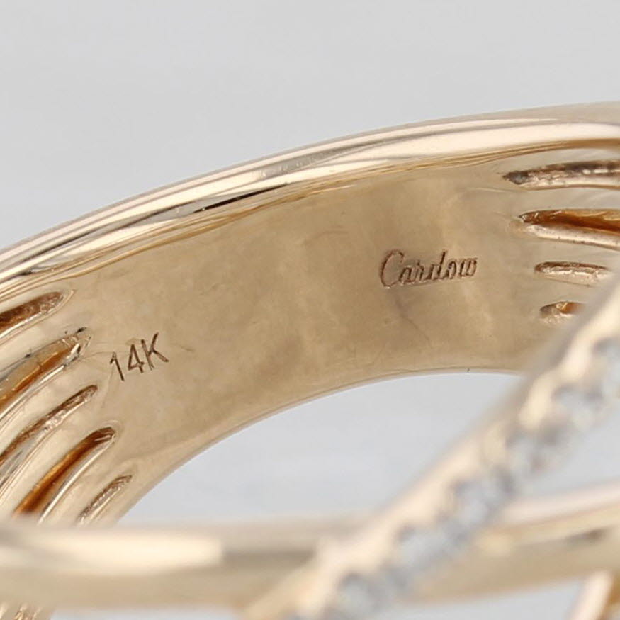 Cardow 0.75ctw Diamond Crossover Ring 14k Yellow Gold Size 7 Cocktail