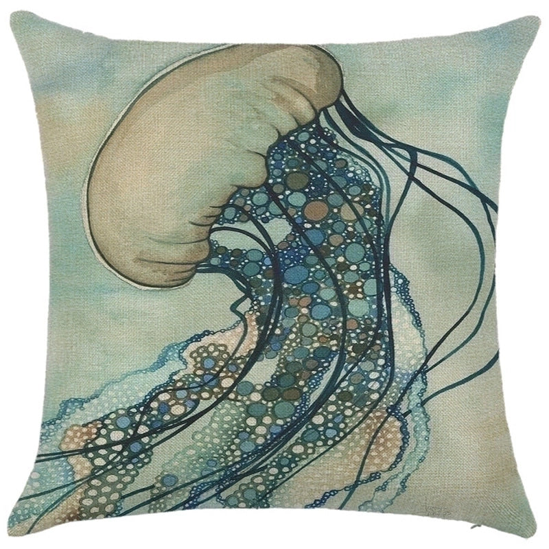 Minimalist Classic Style Commute Letter Ocean Linen Pillow Cases