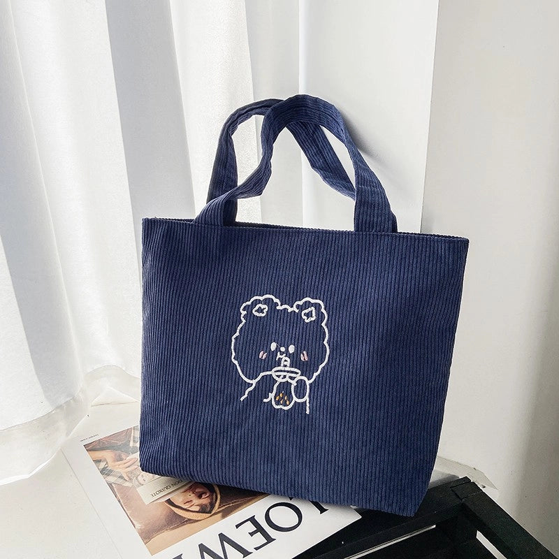 Women's Large Nylon Cartoon Bear Cute Square Open Shoulder Bag
