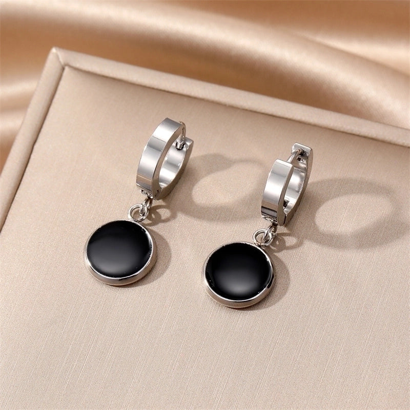 3 Pieces Minimalist Round Square Heart Shape Enamel Plating 201 Stainless Steel Alloy Dangling Earrings