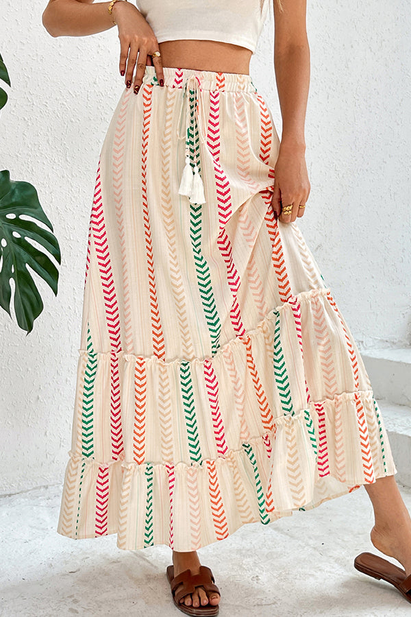 Fashion Printed Bohemian Panelled Skirt