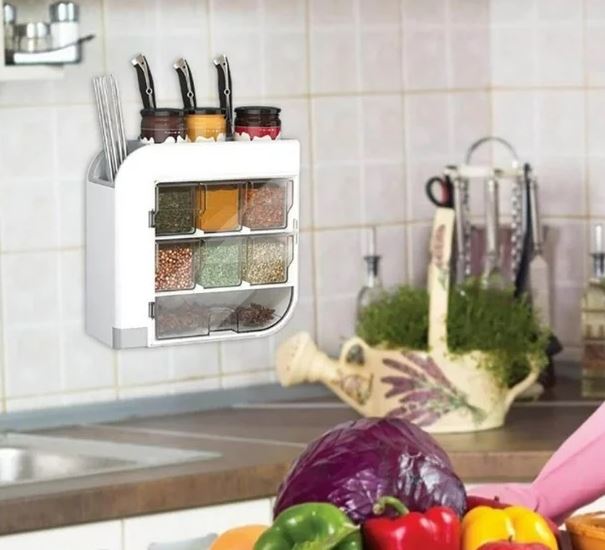 Wall Mounted Multi-Functional Seasoning Storage Rack