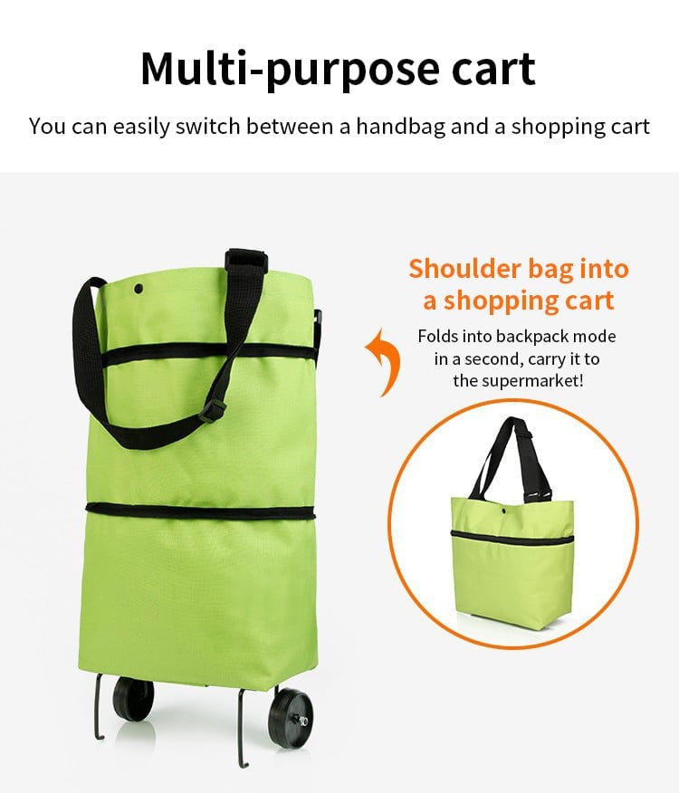2-in-1 Shopping Bag Folding Green Bag