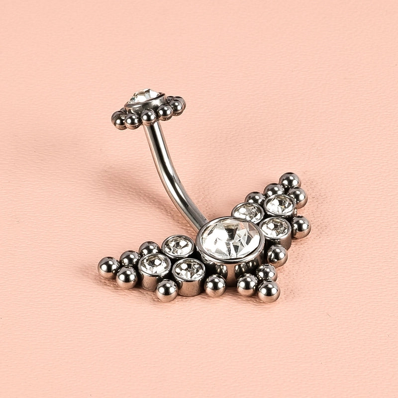 1 Piece Belly Rings Minimalist Classic Style Solid Color 302 Stainless Steel 316 Stainless Steel  Polishing Rhinestone Inlay Diamond Belly Rings