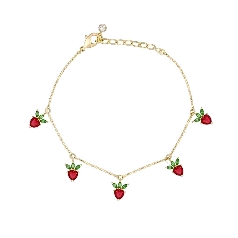 Copper Cable Chain Inlaid Zircon Fruit Artificial Gemstones Bracelets