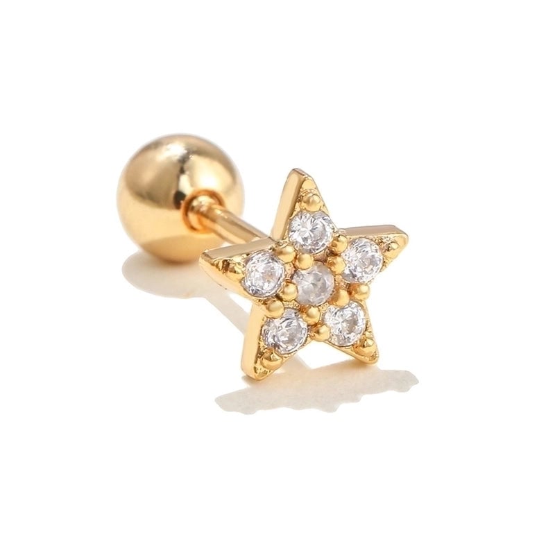 Ear Cartilage Rings & Studs Minimalist Star Brass Gem