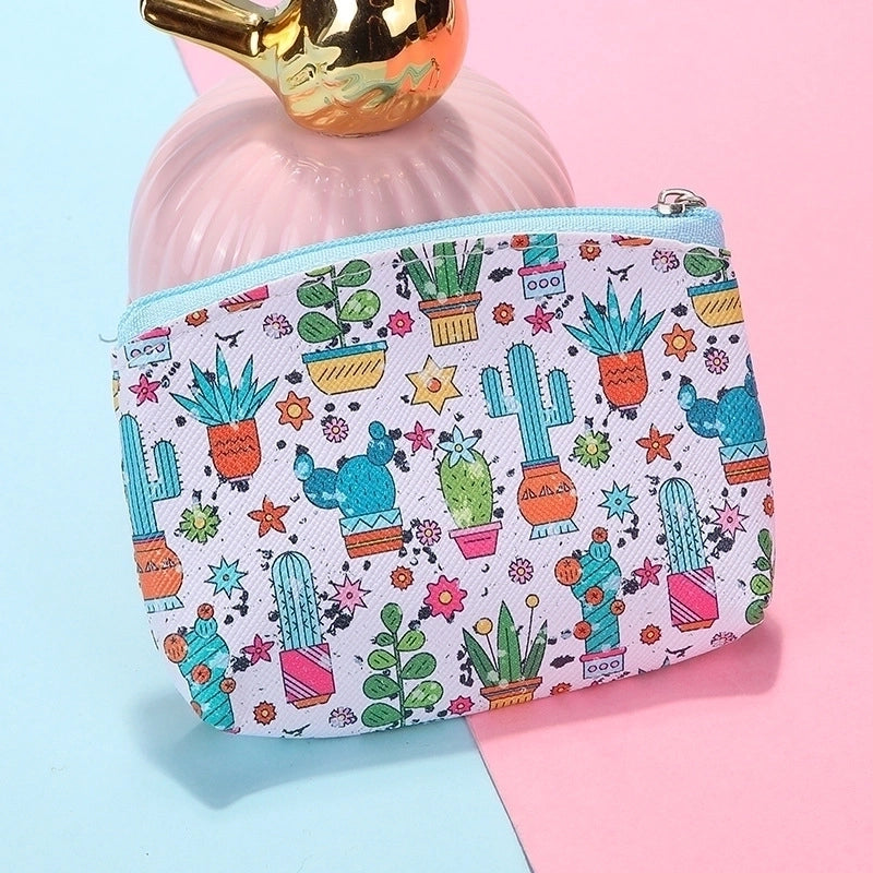 Women's Plant Pu Leather Zipper Coin Purses