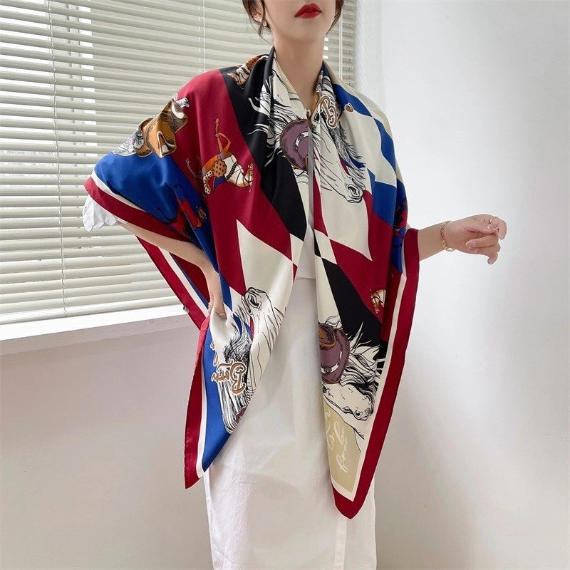 Women's Elegant Minimalist Plant Polyester Silk Scarf