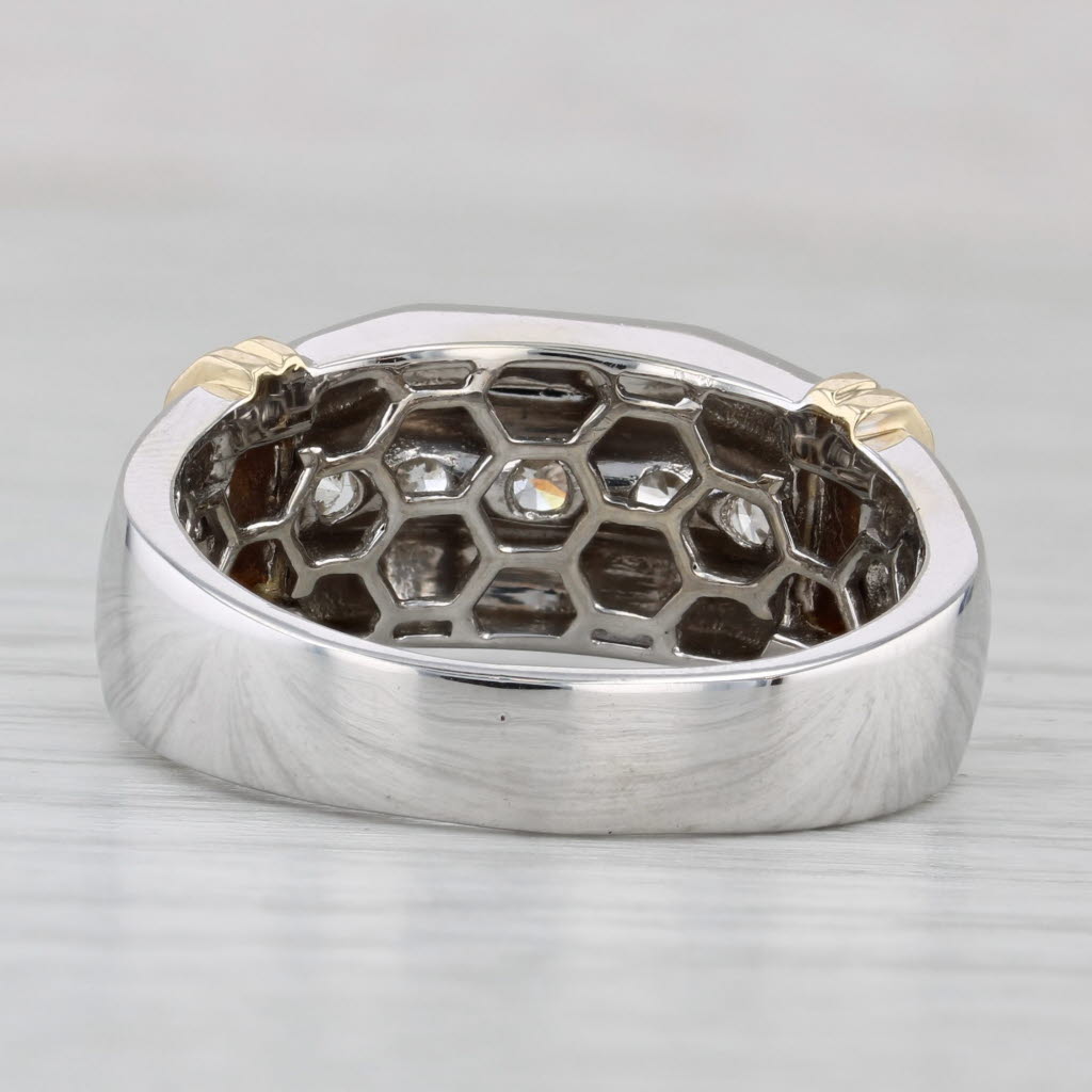 Men's Wedding Band 0.89ctw Diamond Ring 10k White Yellow Gold Size 11