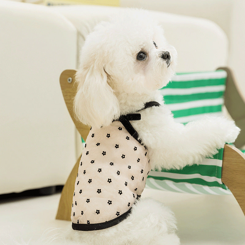 Flower Pattern Breathable Tulle Dog Cat Vest