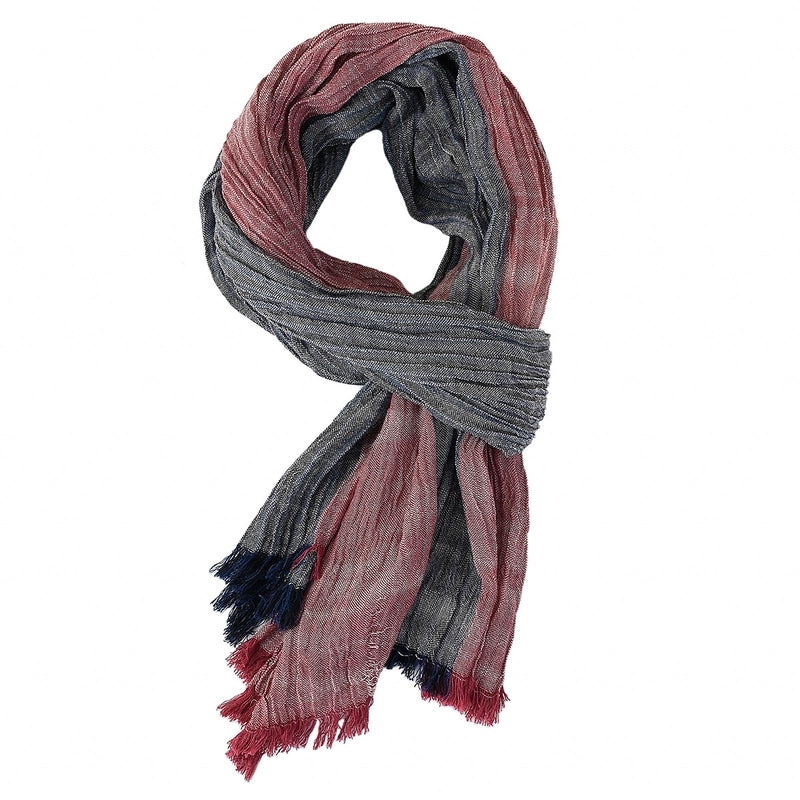 Men's Scarf Spring And Summer Pinstripe Scarf Navy Color Matching Yarn-dyed Thin Casual Men's Scarf Blue