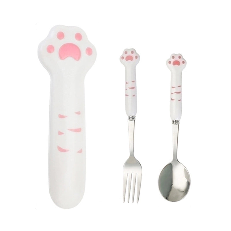 Cute Cat Stainless Steel Plastic Silica Gel Tableware