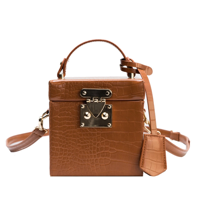 New Crocodile Pattern Box Versatile Shoulder Fashion Popular Messenger Bag