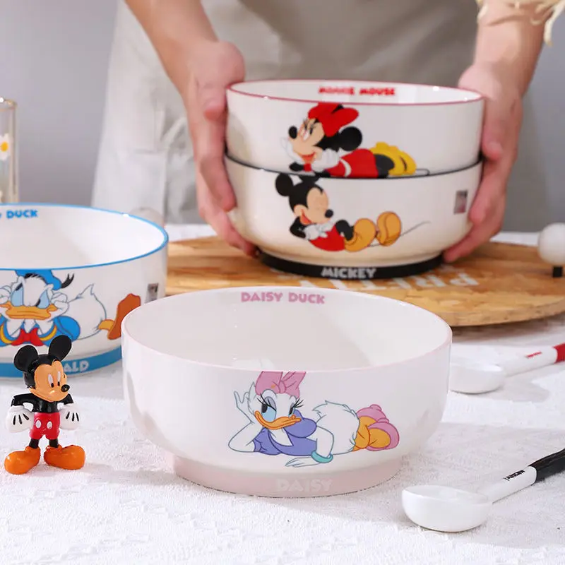 DISNEY MICKEY & MINNIE CERAMIC BOWL SET CUTE NOODLE BOWLS FOR HOME USE