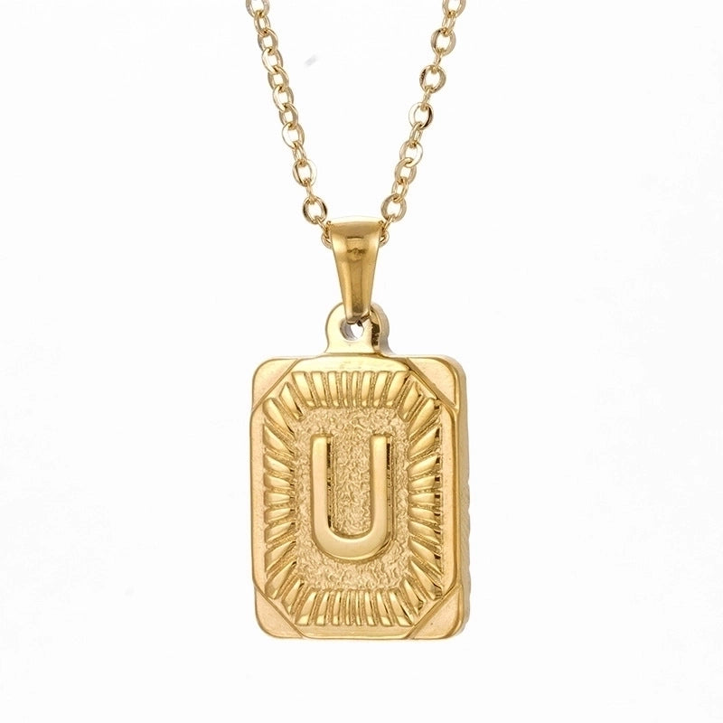 Retro Letter Square Stripe Stainless Steel Plating Necklace 1 Piece