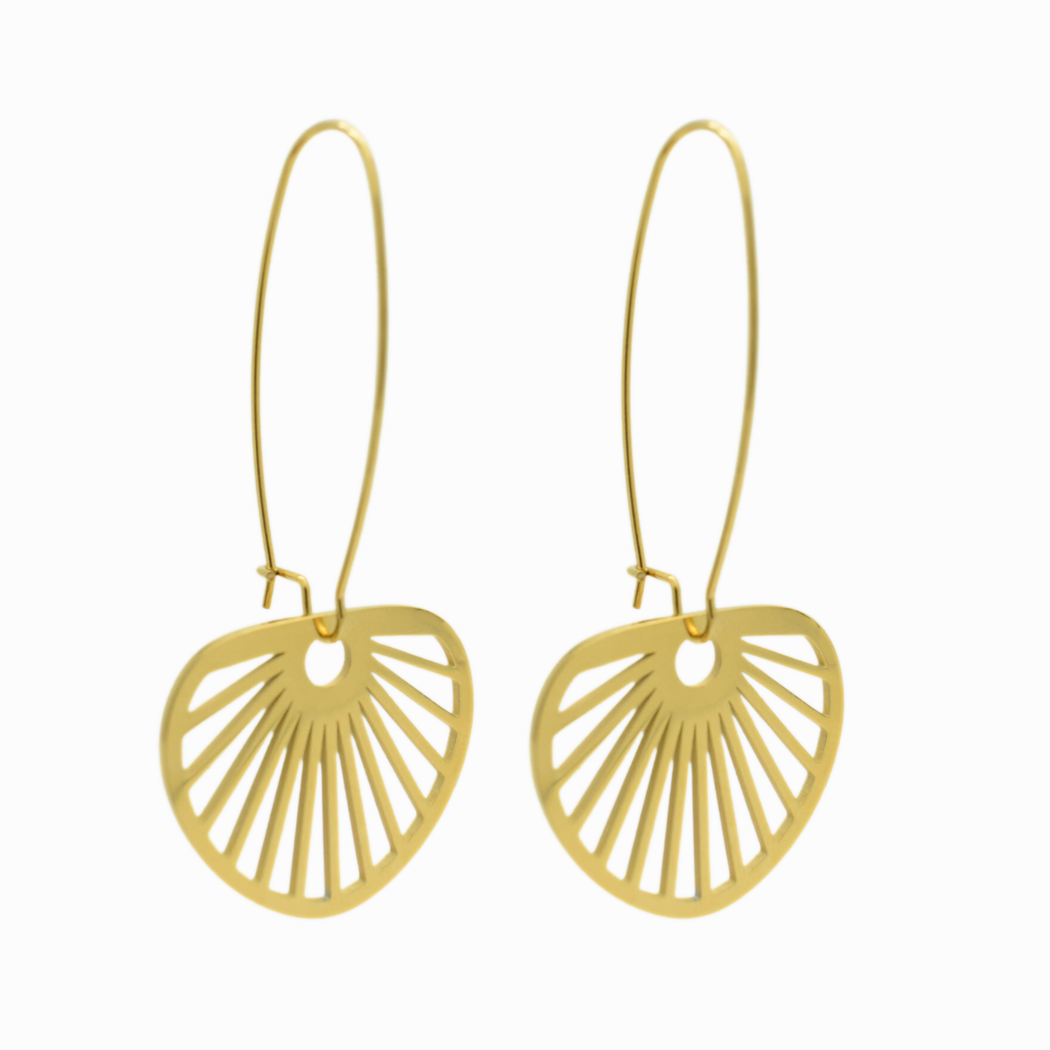 Dangled shell hoops - Gold