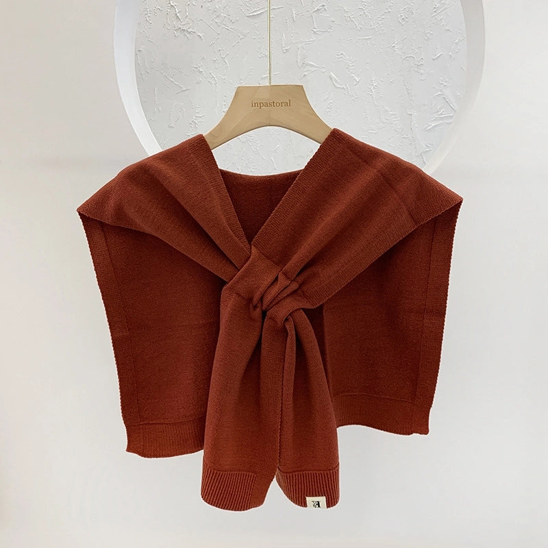 Unisex Casual Sweet Solid Color Knit Shawl