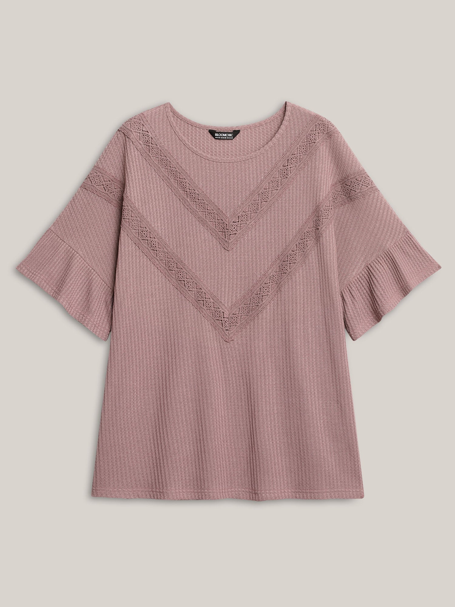 Textured Lace Ruffled Sleeve T-Shirt