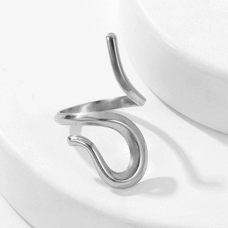 304 Stainless Steel 18K Gold Plated Elegant Retro Plating Geometric Leaf Heart Shape Open Rings