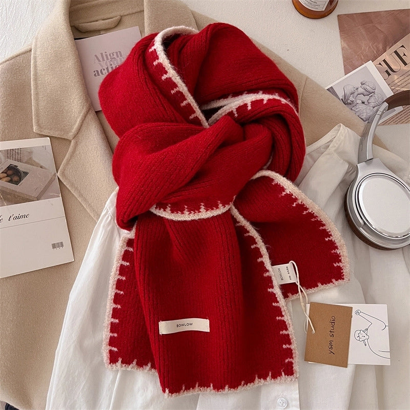 Women's Classic Style Streetwear Solid Color Wool Blend Knit Scarf