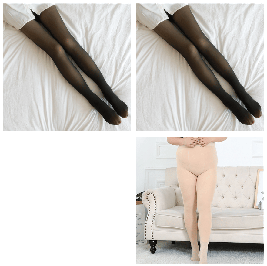 Fake Translucent Warm Plush Lined Elastic Tights