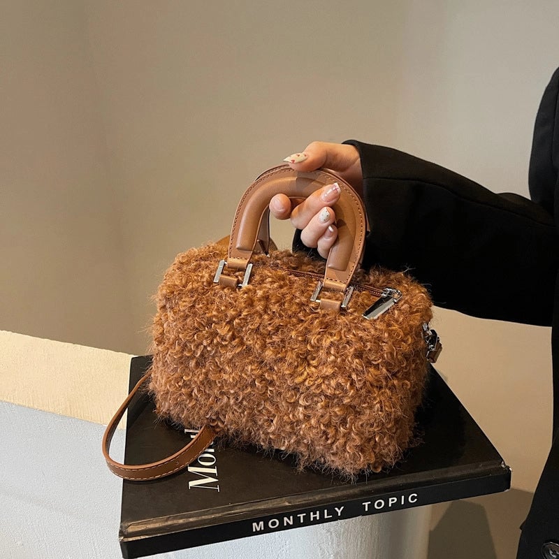 Women's Plush Square Streetwear Square Zipper Handbag Crossbody Bag
