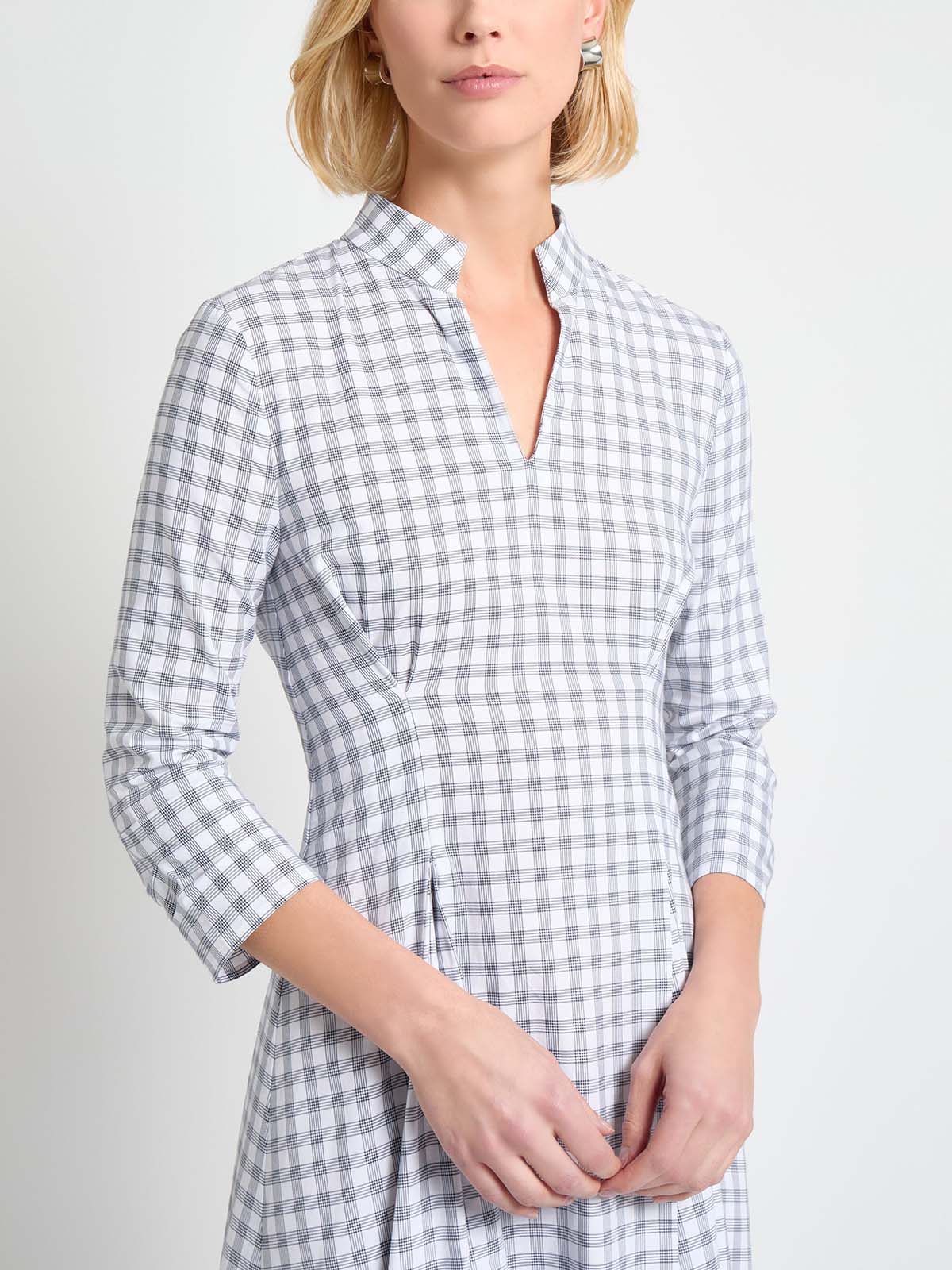 Fit & Flare Plaid Sleeve Cotton Maxi Dress - True Fit